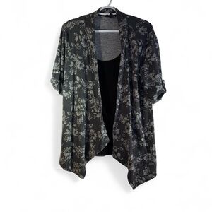 NAIF Black Floral Open-Front Camisole Cardigan